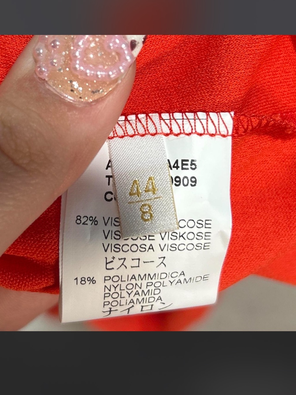 Valentino Roma Red Orange One Shoulder beaded strap drop waist dress sz 8 - Picture 8 of 8